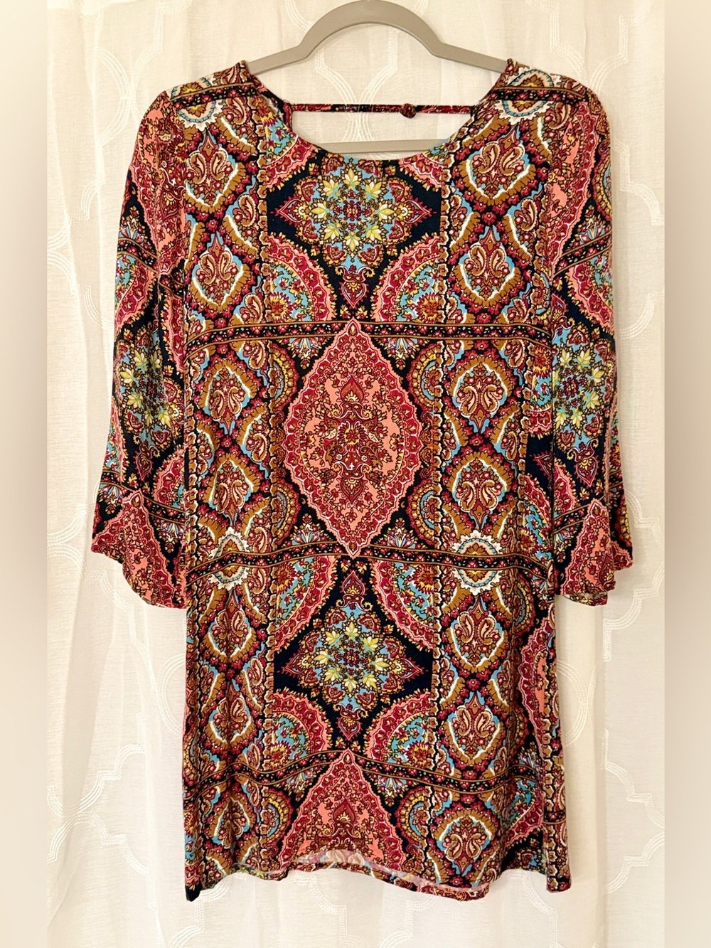 Billabong Boho Paisley Tunic Mini Dress Size S